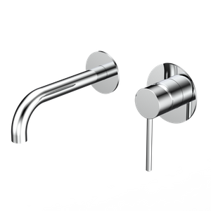 Grifo de acero inoxidable mezclador montado en la pared con cuello elegante y dise&ntilde;o moderno