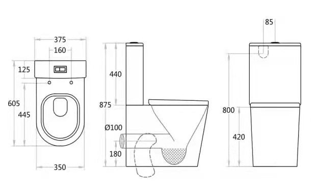 透かし製品セット水クローゼット卸売ツーピーストイレトイレリムレス P トラップトイレ浴室に戻る壁トイレ