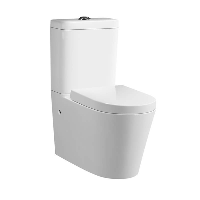 Zweiteiliges WC-Set aus Keramik mit Wasserzeichen, Wasserklosett, WC, wei&szlig; glasierte Sanit&auml;rartikel, zweiteiliges WC-Set