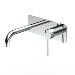 Watermark 304 Edelstahl Chrom-Finish Griff Wand-Waschtischmischer-Set mit R&uuml;ckplatte Badezimmer-Wasserhahn