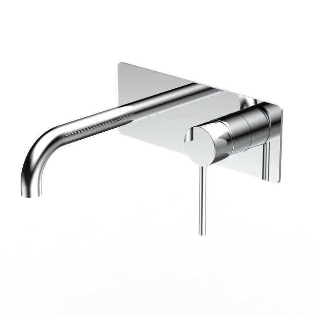 Watermark 304 Edelstahl Chrom-Finish Griff Wand-Waschtischmischer-Set mit R&uuml;ckplatte Badezimmer-Wasserhahn 