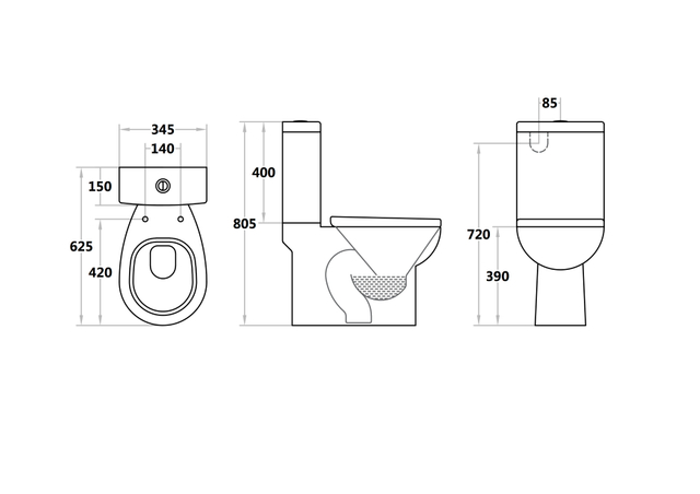 Watermark WELS Australische moderne einteilige Keramiktoilette f&uuml;r Badezimmer nach Ma&szlig;