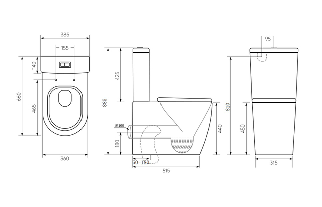 Water Marks Factory Direct Moderne zweiteilige Toilette in individueller Farbe